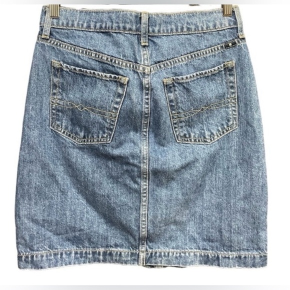Lucky Brand Mini Vintage Inspired Button down, Pockets BTS Denim Skirt 4/ 27 Y2K - Picture 2 of 9